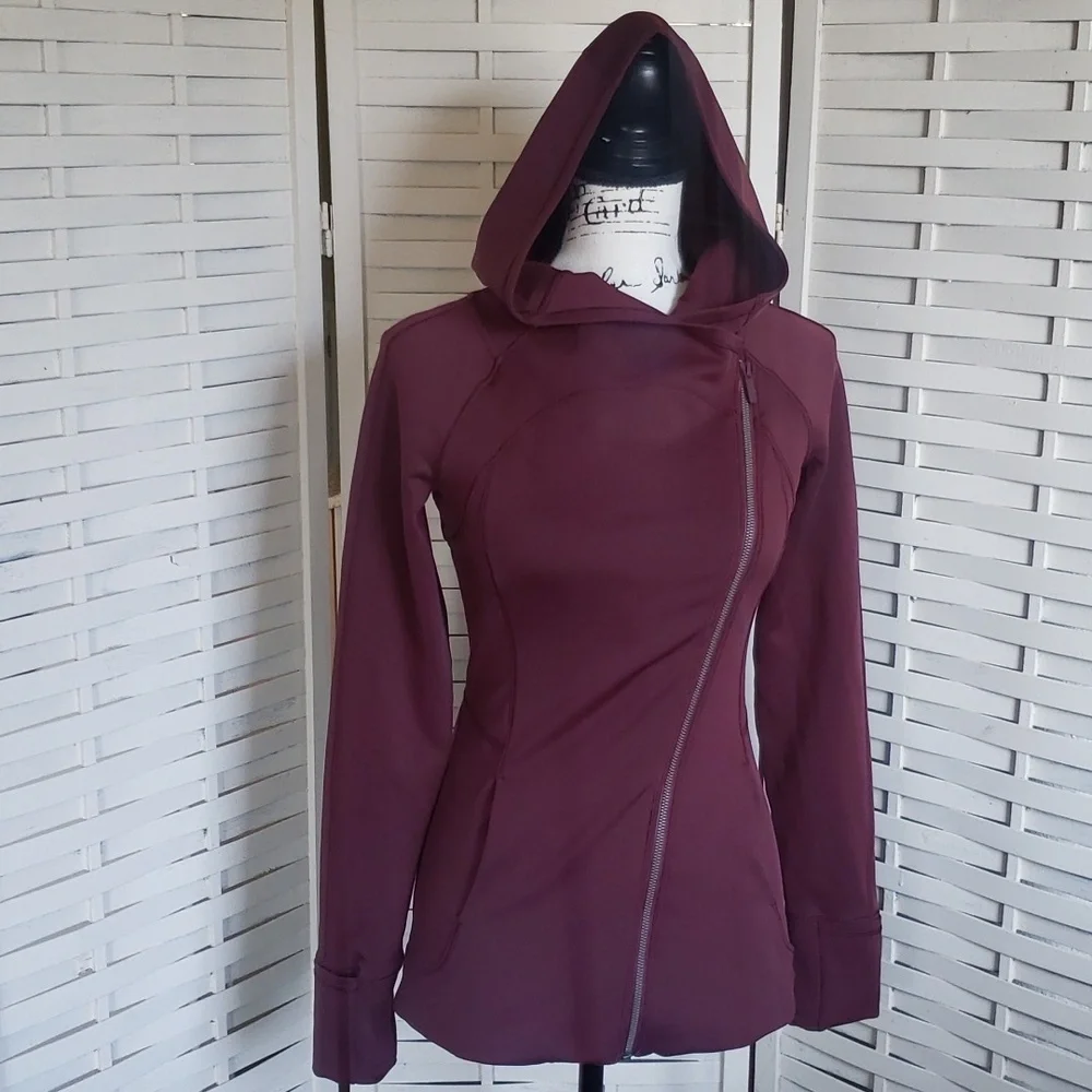 Lululemon Athletica Every Journey burgundy full angle zip women's hoodie size 4